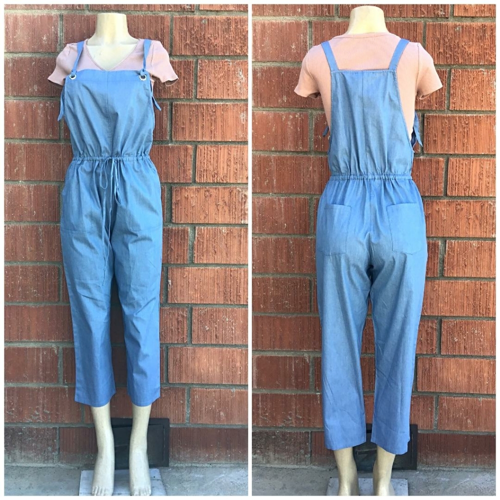 LAST ONE❗COZY CASUAL Chic Relaxed Light Chambray Overalls - Picture 8 of 9